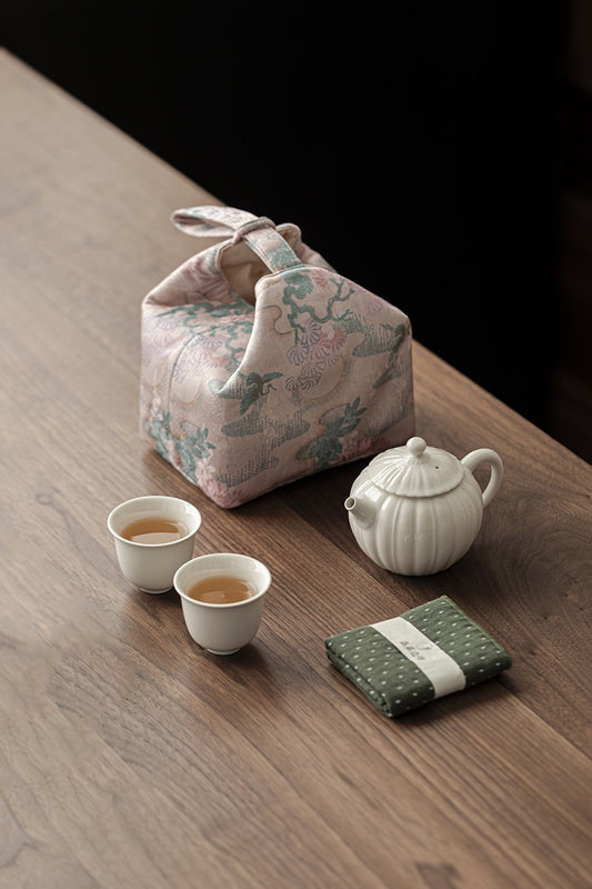 Gray glaze teapot travel tea set portable storage tea set