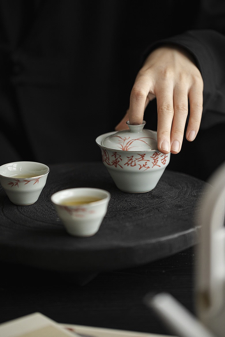 Gift tea set, casual gift, whole set of hand-painted glazed tea set