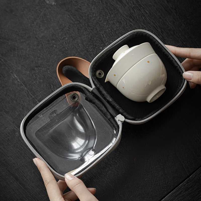 Handmade Daisy Travel Tea Set Portable Teaset