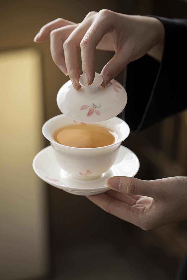 Hand painted orchid Gaiwan 120ml with 4 teacups